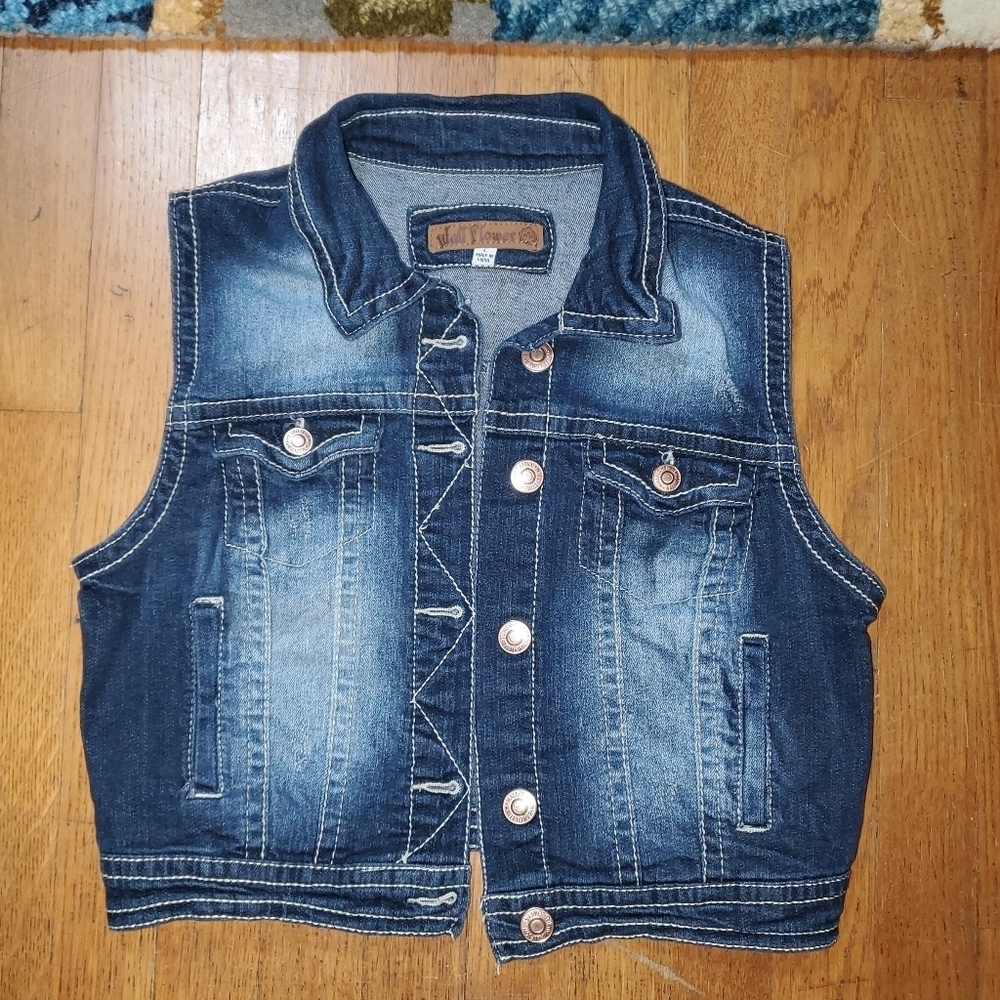 Wallflower Blue Denim Vest with Copper Buttons